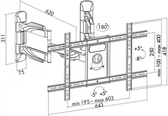 Mbajtës TV ART AR-85 LCD/LED 32-70", i zi