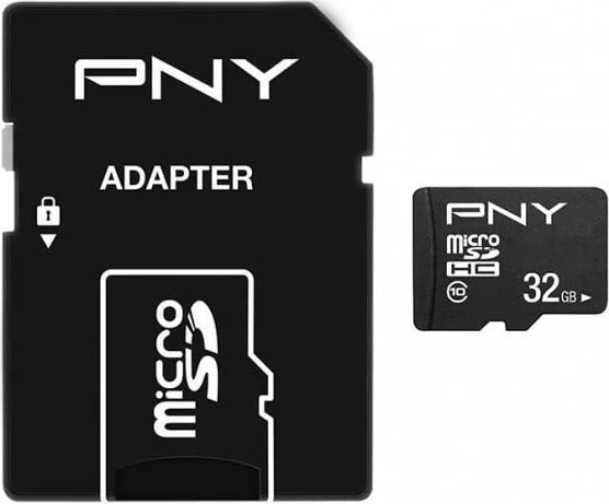 Kartë memorie PNY Performance Plus microSDHC 32GB + Përshtatës SD