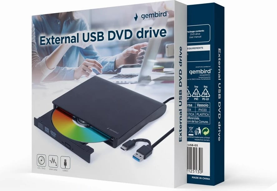 Disk DVD-USB Gembird, e zezë 