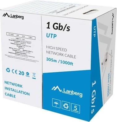 Kabllo LAN Lanberg UTP 1Gb/s 305m, Gri