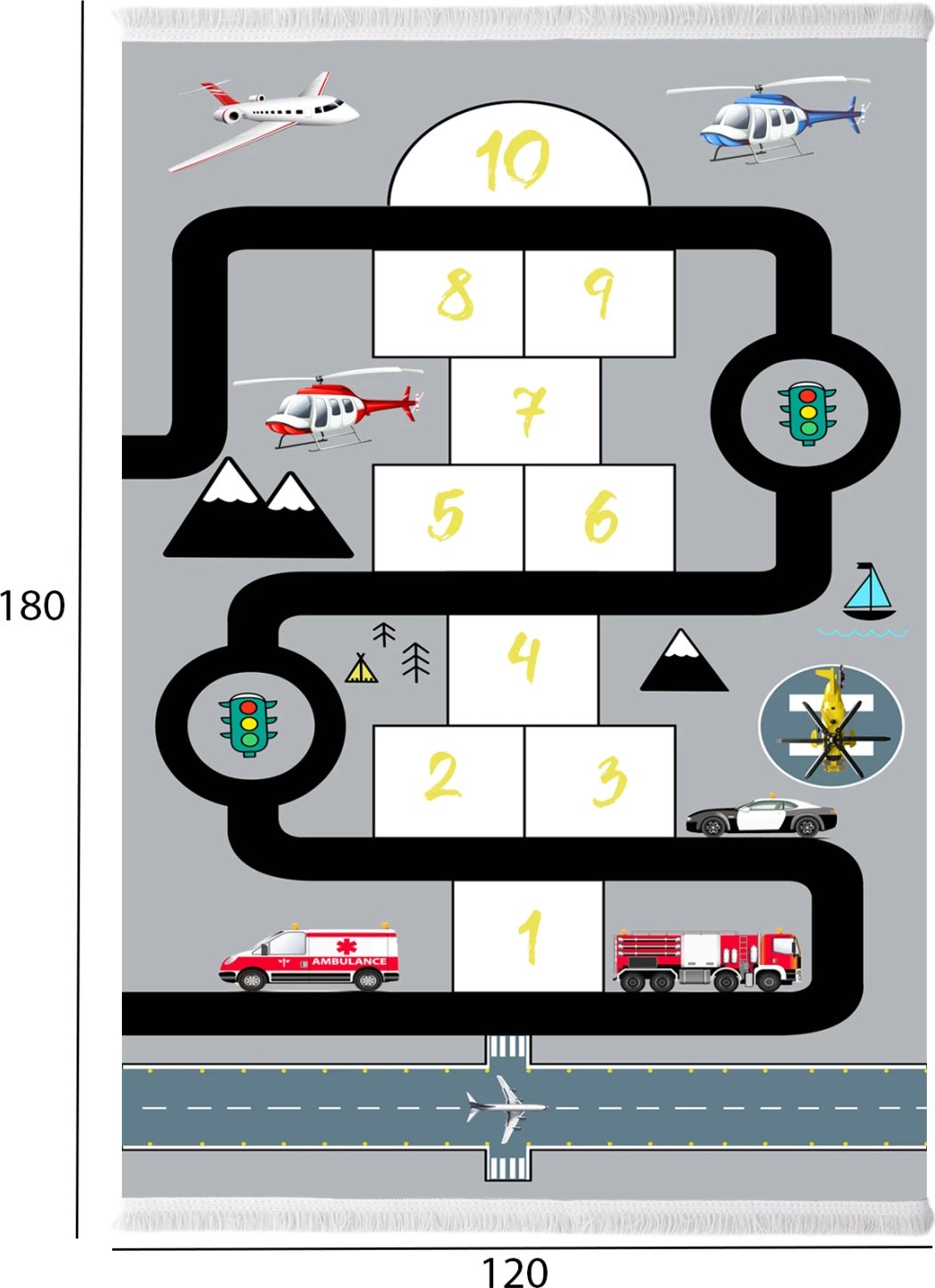 Qilim për fëmijë me lojën hopscotch, FH7679.10, 120x180cm