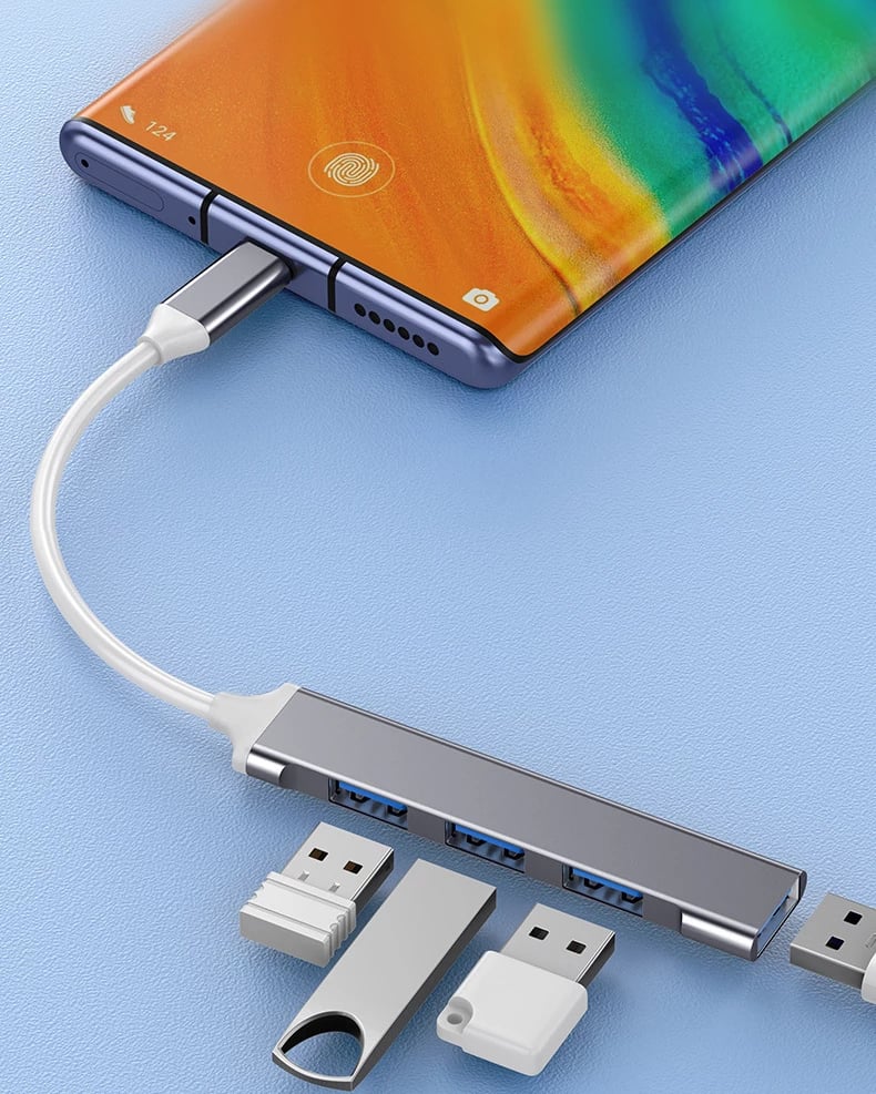 HUB USB VAKOSS TC-4125X, 1XUSB 3.0 dhe 3XUSB 2.0, Argjendtë