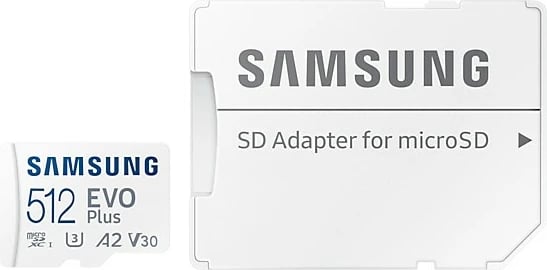 Kartelë memorie Samsung EVO Plus, 512 GB, MicroSDXC, Class 10, UHS-I, e bardhë