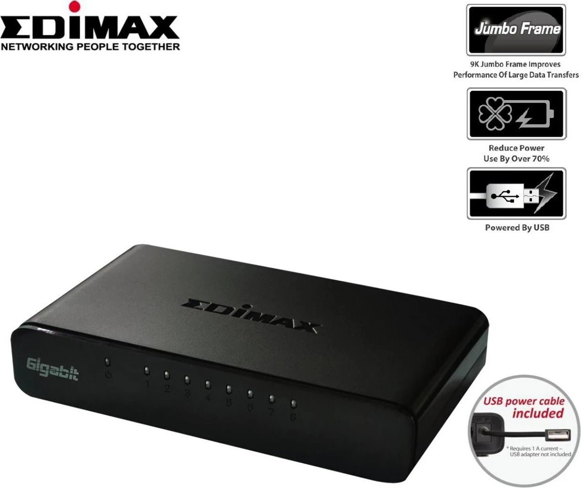 Switch Edimax ES-5800G V3, 8 porte, Gigabit Ethernet, i zi