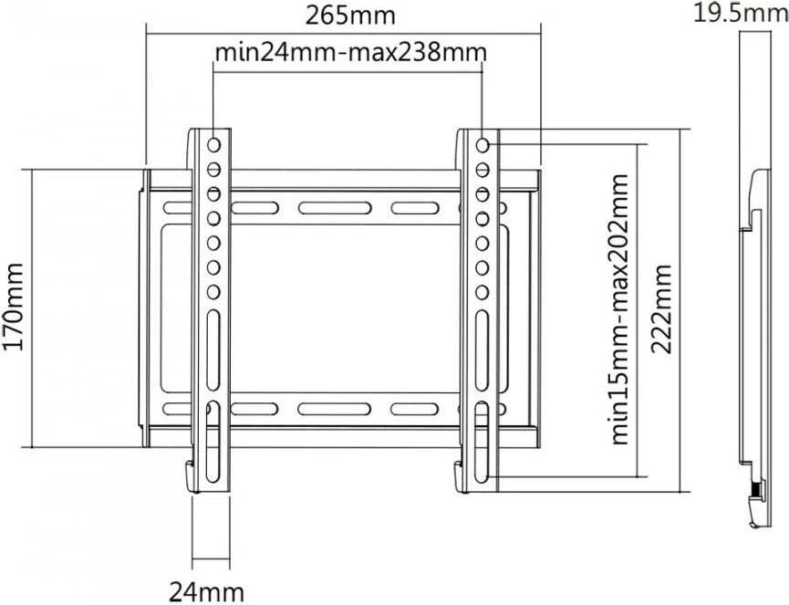 Mbajtës për TV SBOX Fix PLB-2222, 23“ - 43“