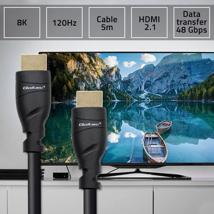 Kabëll HDMI Qoltec 50353, 8K, 5m, i artë