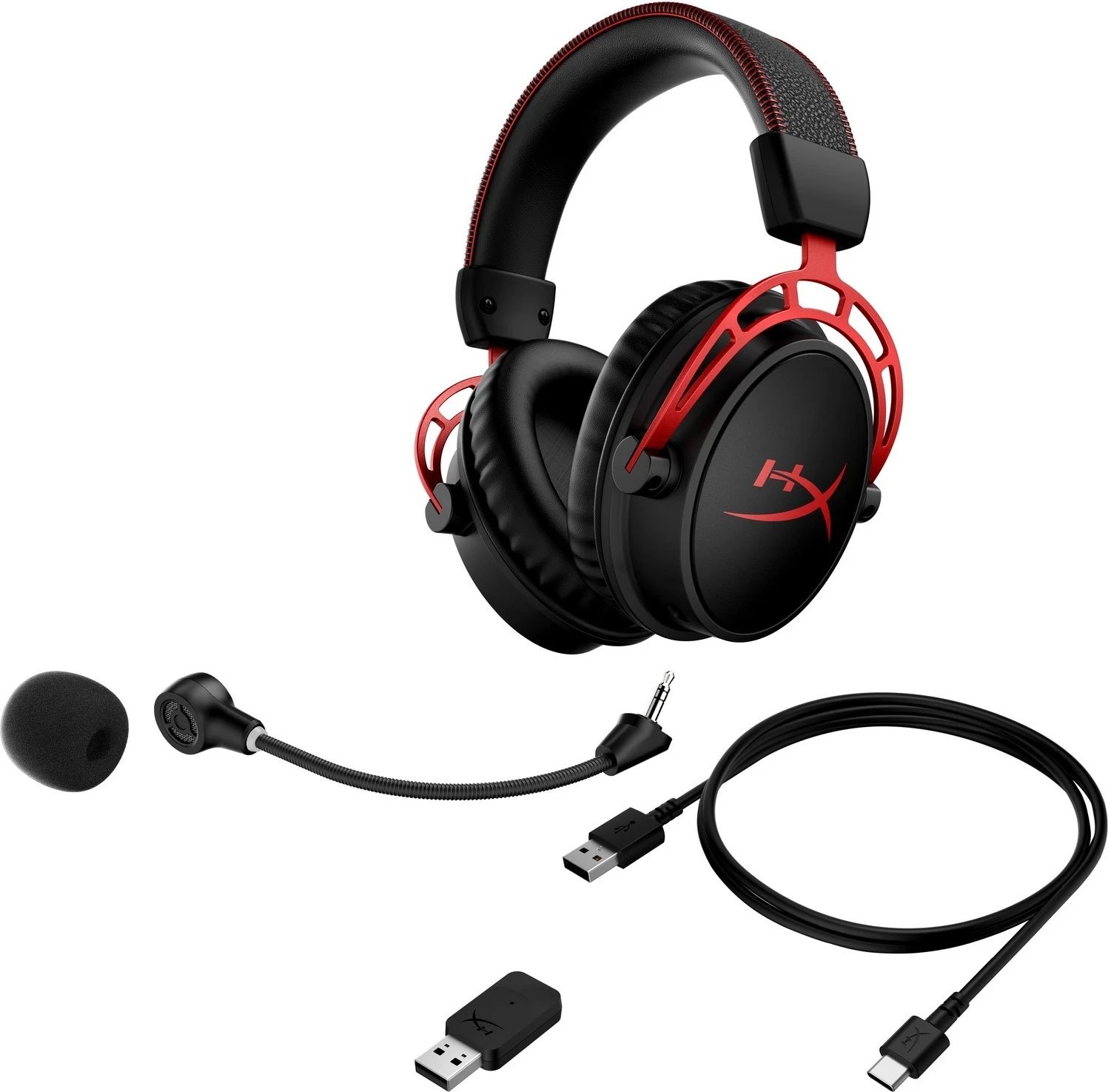 Kufje gaming HyperX Cloud Alpha Wireless, DTS Headphone:X, USB-C, e zezë-kuqe