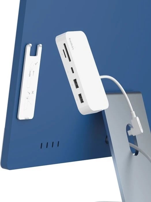 Stacioni i Dokimit Belkin, INC011btWH, USB-C 6n1 me mbajtëse, bardhë