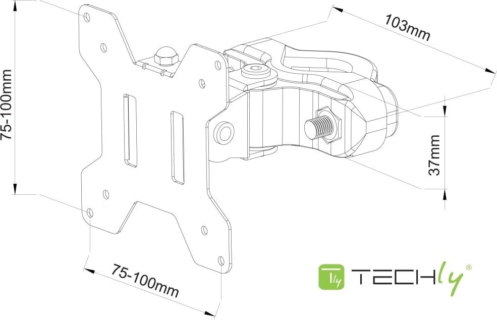 Mbajtës TV/Monitor Techly 103793, 13-30", 10kg, i zi