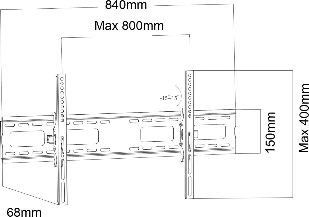 Mbajtës muri për TV Maclean MC-422, 43"-100", i zi