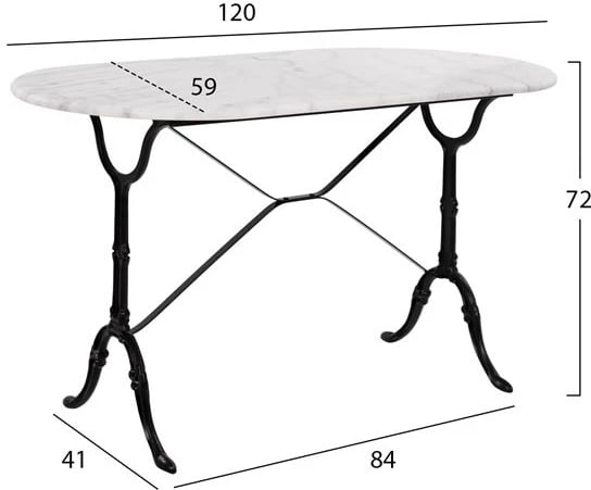 Tavolinë me bazë prej gize FH440 me mermer oval 120x59x72