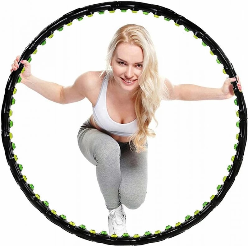 Hula Hoop me masazh dhe magnete për meshkuj dhe femra, EB FIT, i zi