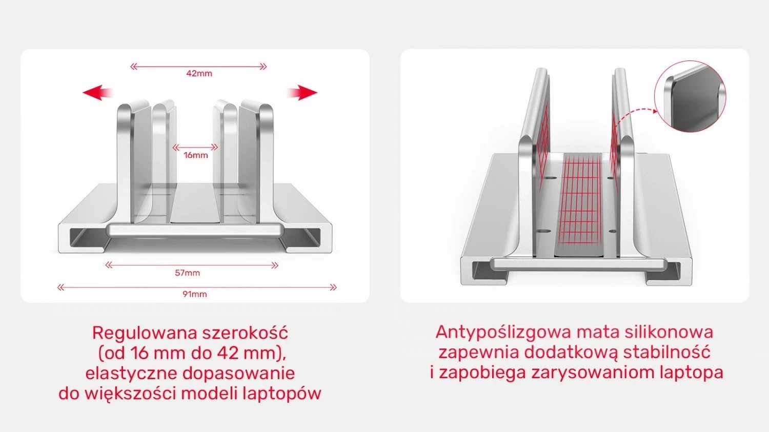 Mbajtese për laptop, Unitek, alumini, gri