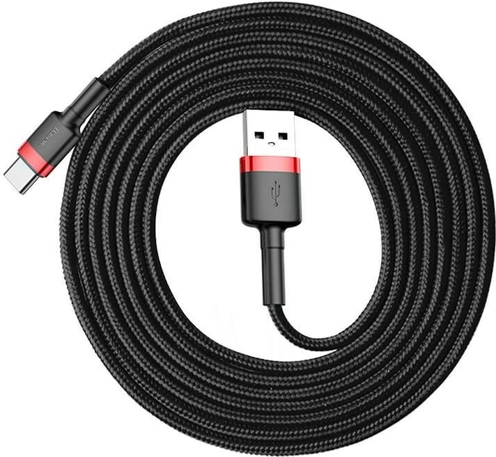 Kabeli USB Baseus Cafule, 2 m, USB A në USB C, Zi dhe Kuq