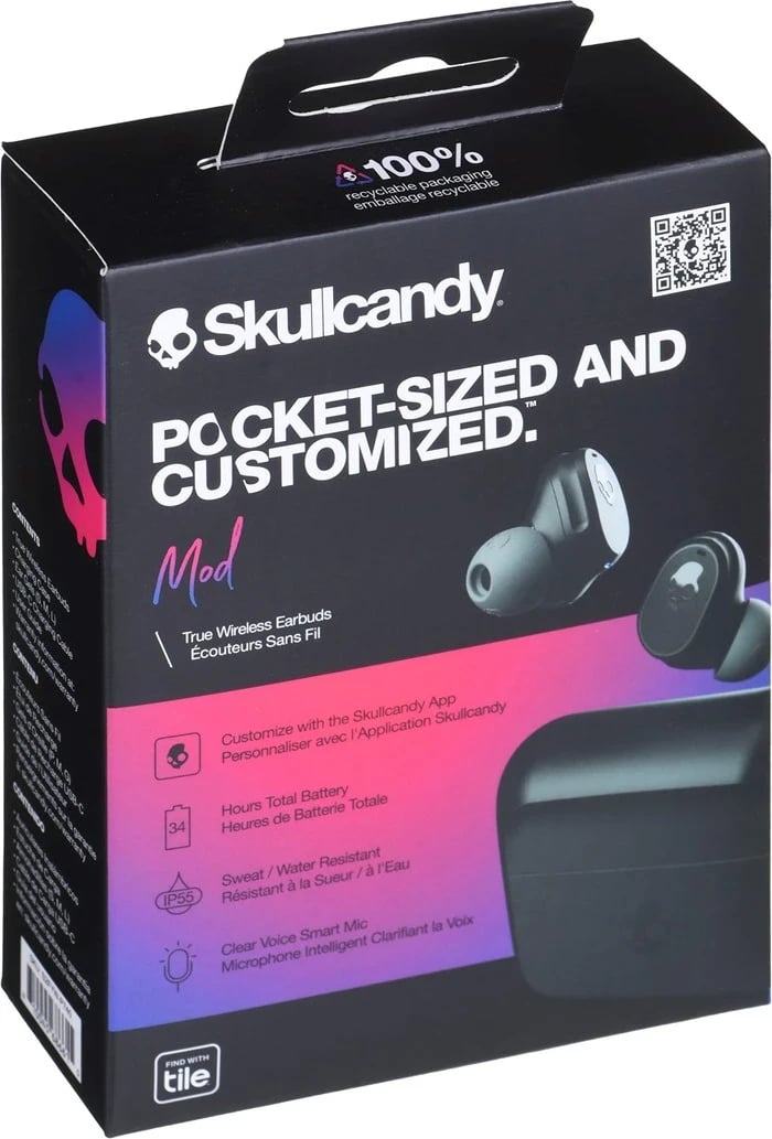 Kufje Skullcandy Dime 3, True Wireless Stereo (TWS), për thirrje/muzikë/sport/përdorim të përditshëm, Bluetooth, ngjyrë e zezë