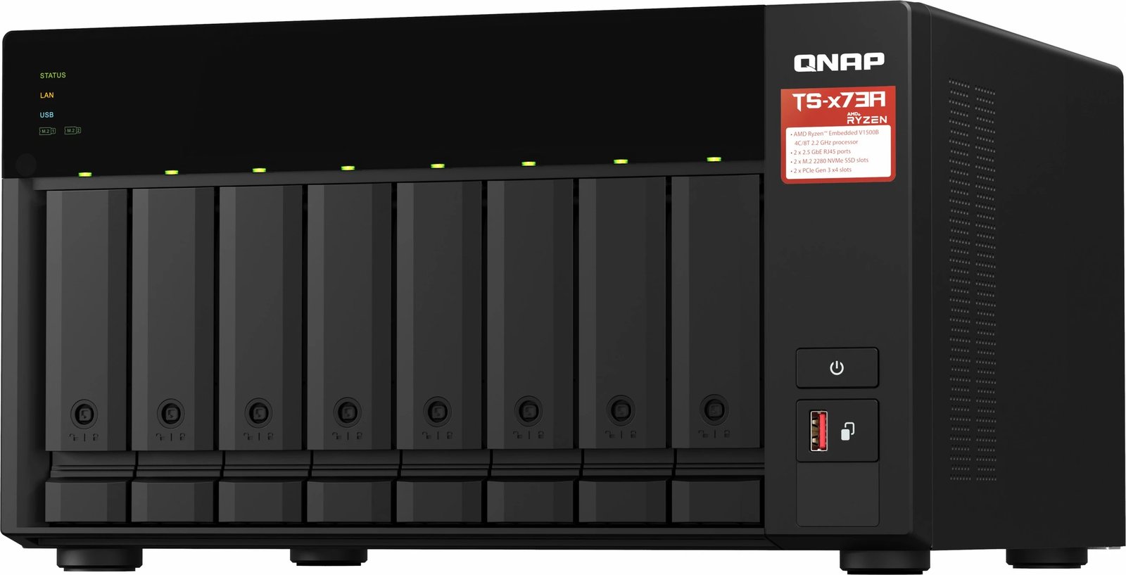 NAS QNAP TS-873A, Tower, Ryzen Embedded, V1500B, 8 GB, DDR4