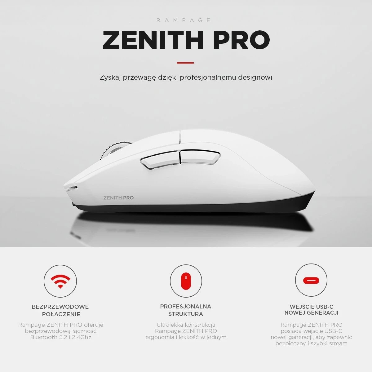 Maus Rampage Zenith Pro, 26000 DPI, i bardhë