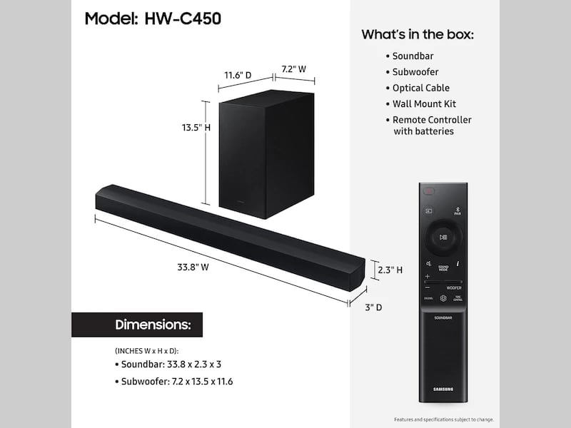 SOUNDBAR-SUBWOOFER SAMSUNG HW-C450/EN | 300W 2.1CH BLUETOOTH WIRELESS