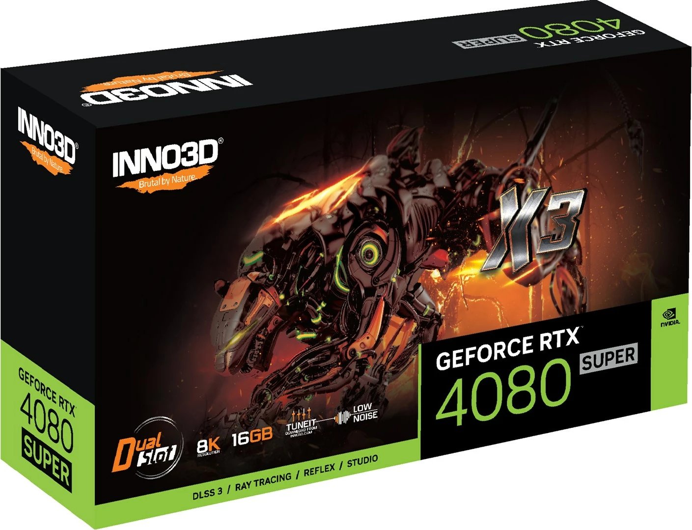 Kartë grafike Inno3D GEFORCE RTX 4080 SUPER X3 NVIDIA 16 GB GDDR6X, e zezë