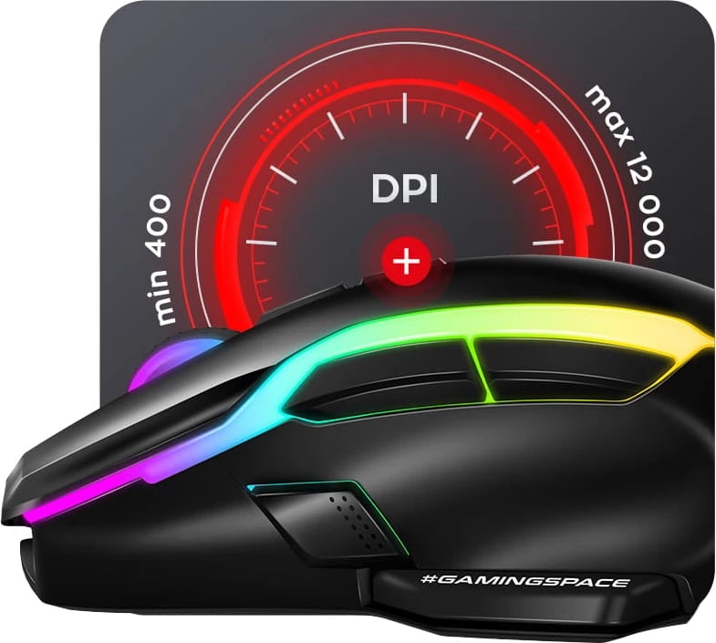 MOUSE GAMING HUZARO HZ-SHOT 3.0 | 9D 12000DPI RGB  I ZI