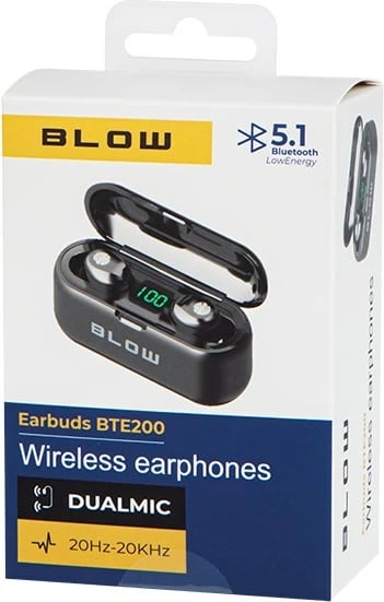 Kufje BLOW Earbuds BTE200 me bankë energjie 2000mAh, të zeza